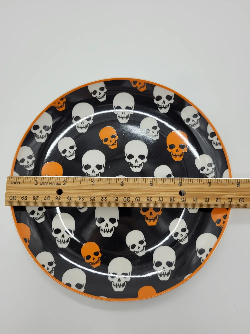 Oneida Vintro Halloween Accent Plates Black Orange White Set Of 2 Skull ONLY